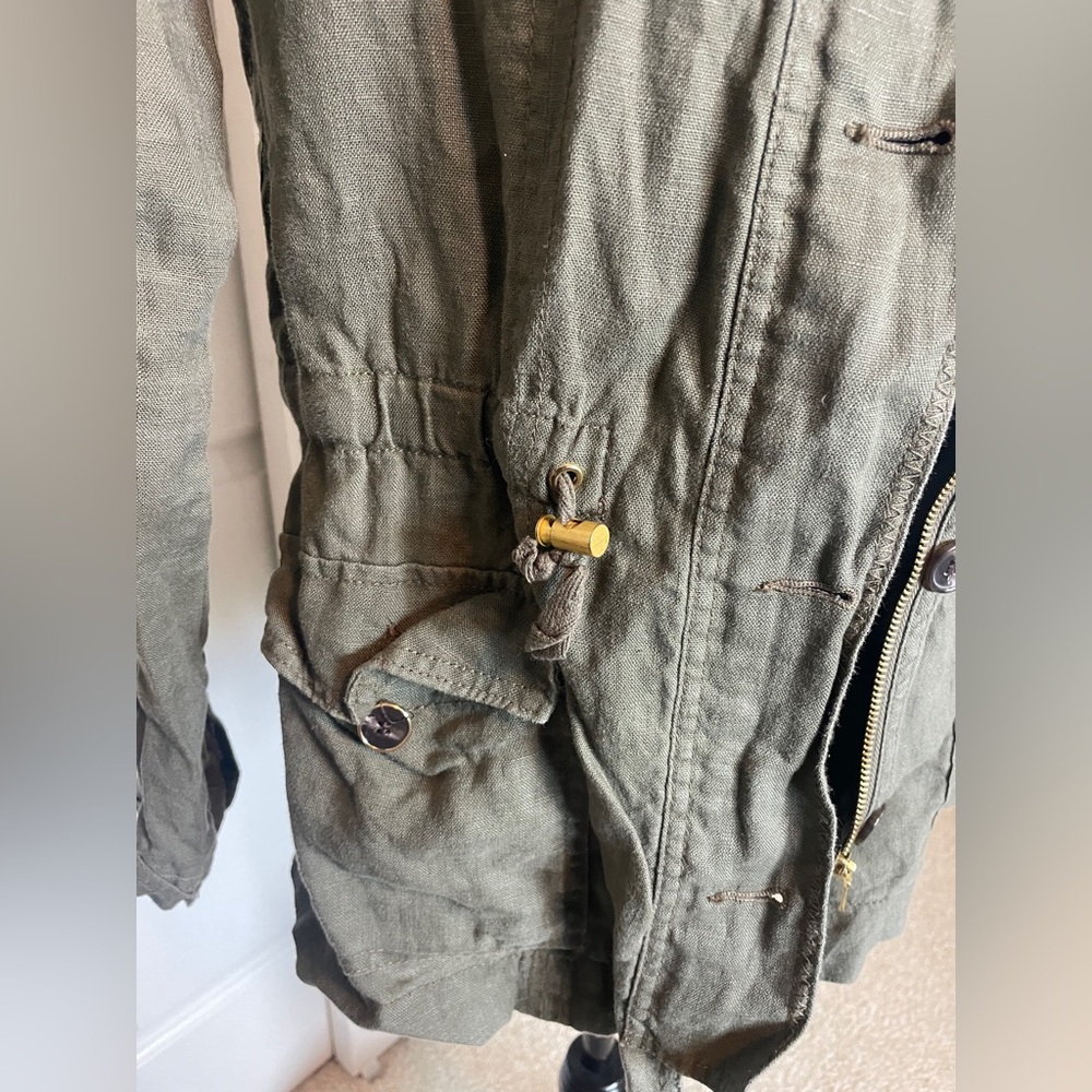 INC Army Green Linen Utility Jacket - Medium - Picture 3 of 6